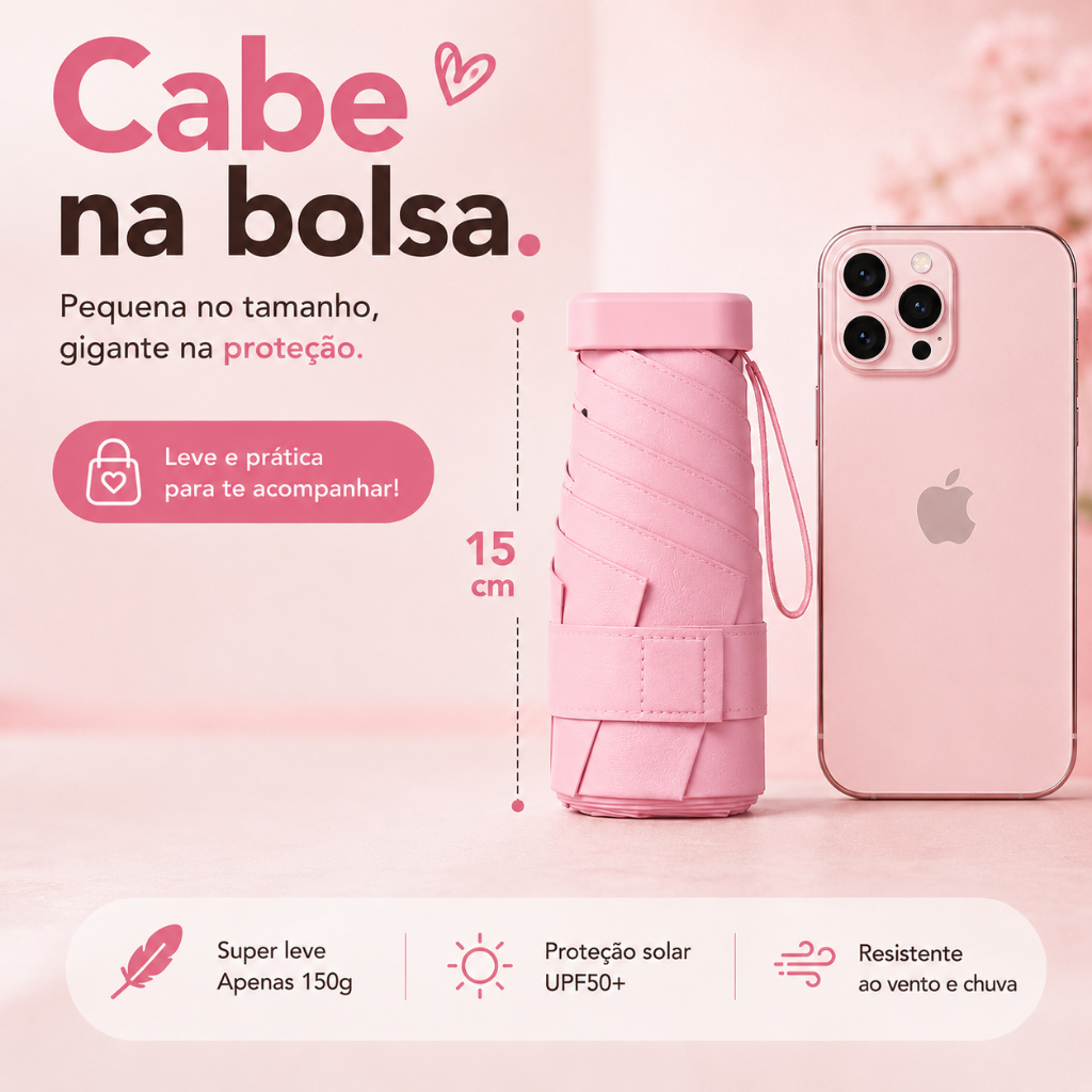 Mini Guarda-Chuva De Bolso UPF50 + À Prova D'água De Vento Compacto Leve Portátil Viagem Para Proteção Solar E