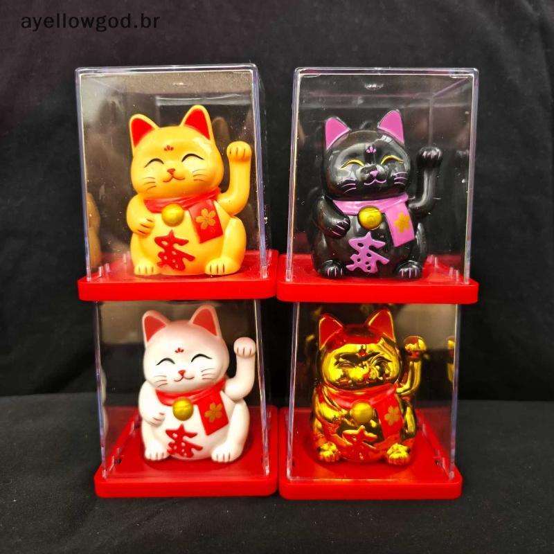 AYBR 1 Peça Mini Garra Móvel Ornamento De Gato Da Sorte Movido A Energia Solar Decoração De 2 Polegadas Para Interior De