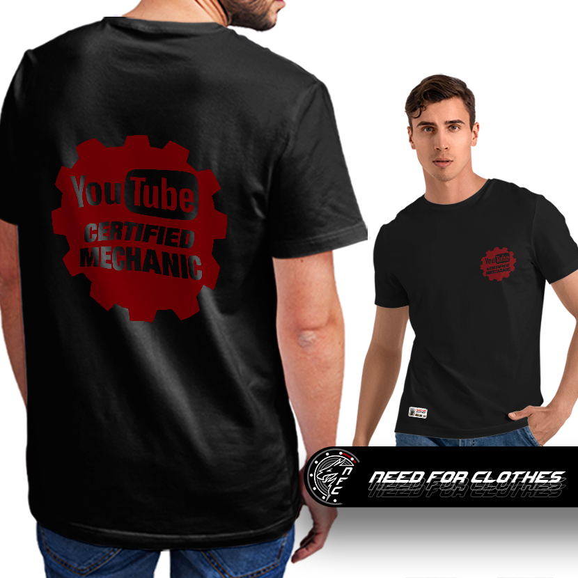 Camiseta Mecânico Certificado, YouTube Certified Mechanic, Cultura Automotiva, Oficina