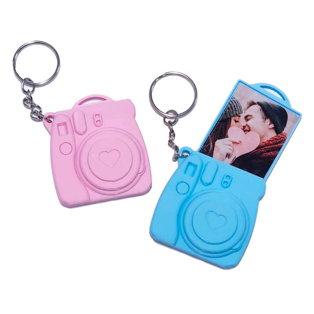 Kit com 5 Chaveiros de câmera estilo retro + suporte para fotos.