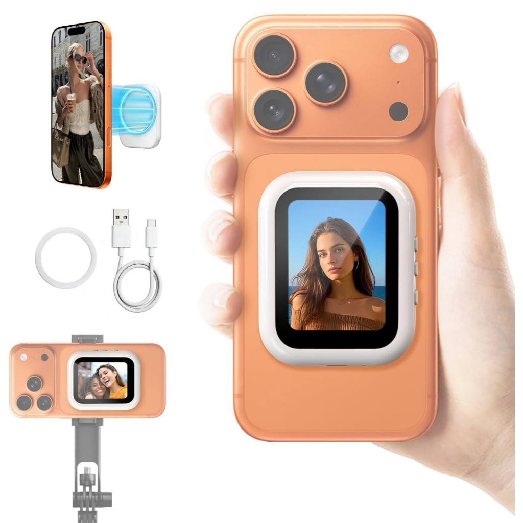 Mini Monitor Magnético Sem Fio Para Selfie , Tela De Telefone , Câmera Traseira iPhone/Android , Gravação/Streaming De