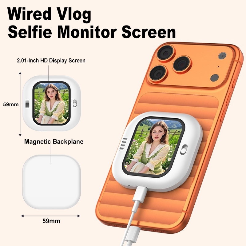 Tela De Monitor De Selfie Vlog Com Fio Telefone Magnético HD Câmera Traseira Transmissão Ao Vivo Para iPhone E Android
