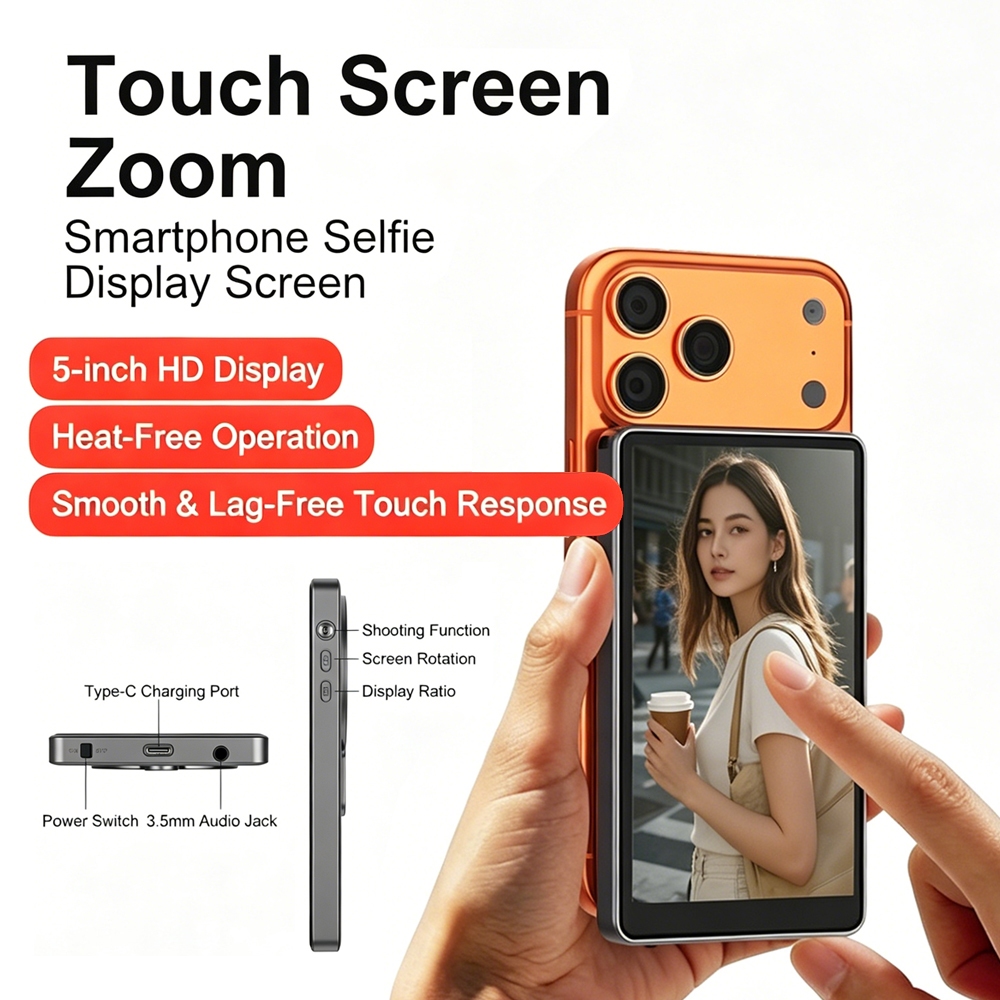 5-Polegada Tela Magnética Selfie Monitor Câmera Traseira Controle De Toque Espelhamento De Sem Fio Para iPhone/Android V