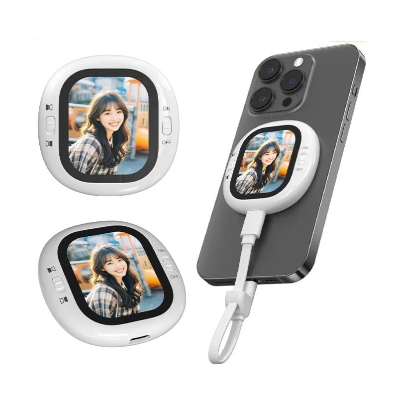 Mini Tela Magnética Selfie Com Fio Espelhamento Telefone Câmera Traseira Monitor Bluetooth Remoto Apenas Para iPhone
