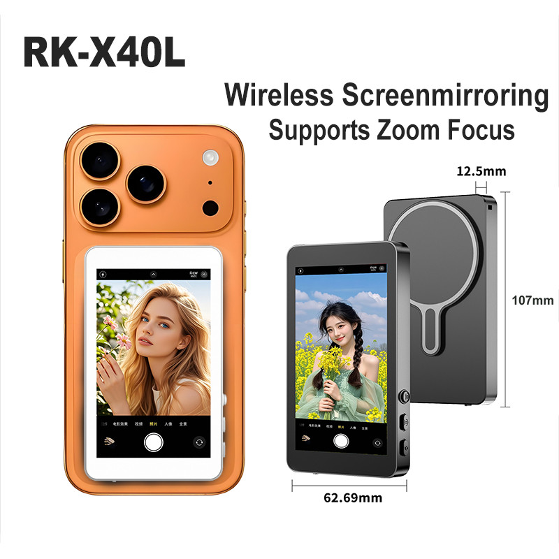 Vlog Selfie Monitor Tela Para iPhone Android Telefone Magnético Bluetooth Fotografia Transmissão Ao Vivo