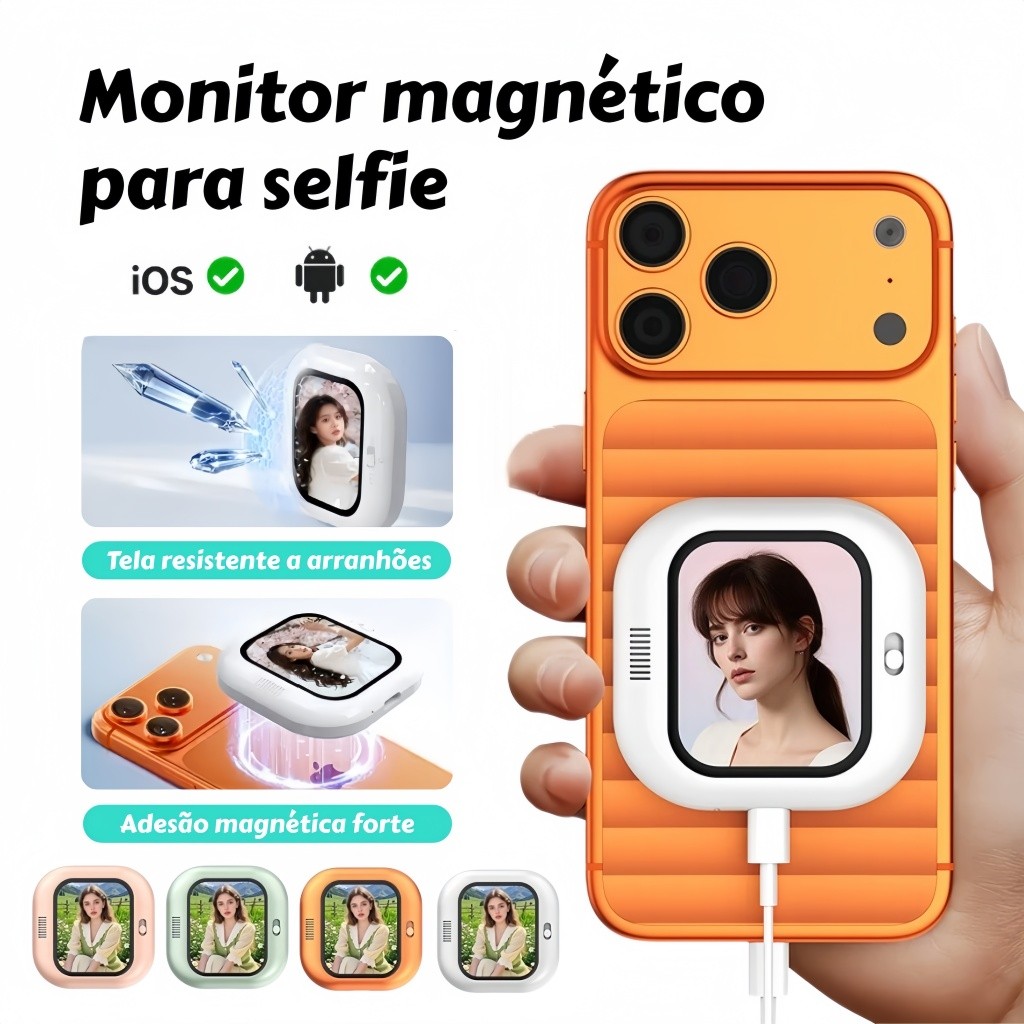 Tela De Monitor De Selfie Vlog Com Fio Telefone Magnético HD Câmera Traseira Transmissão Ao Vivo Para iPhone E Android