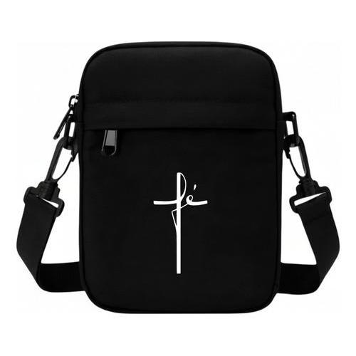 Bolsa Transversal Fé Religião Jesus Shoulder Bag Tiracolo Cor Preto