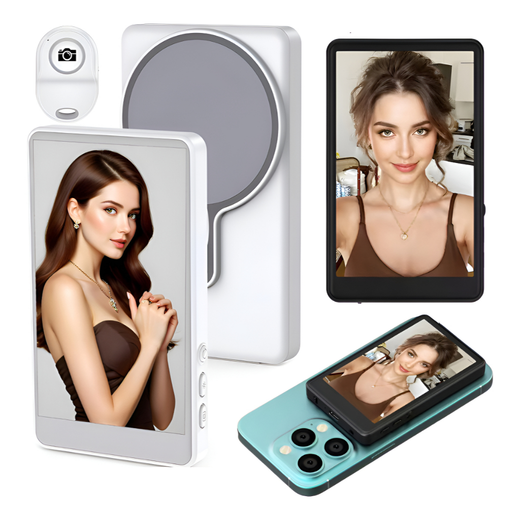Tela Monitor Selfie Sem Fio Vlog Telefone Magnético Câmera Bluetooth Android IOS Compatível