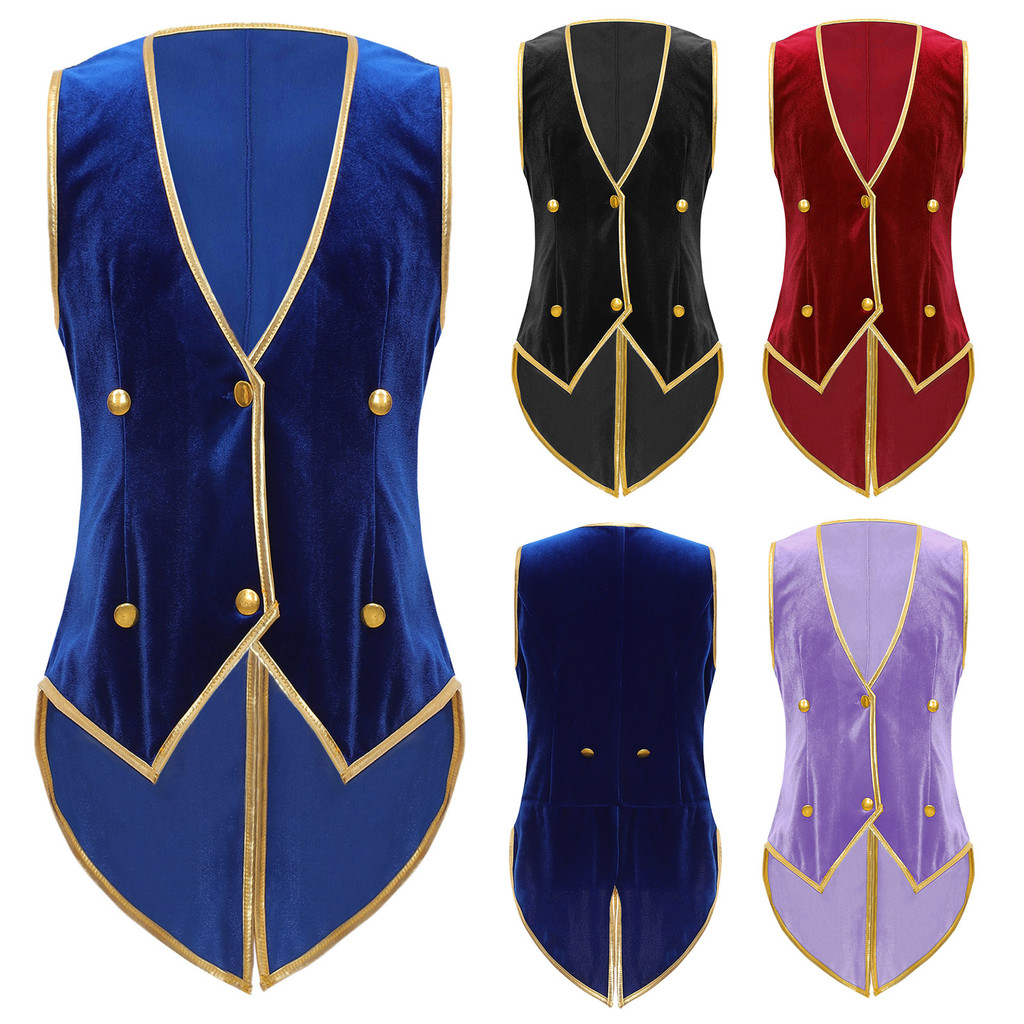 inhzoy Menino Vintage Medieval Veludo Tailcoat Vitoriano Cavalheiro Smoking Colete Steampunk Jaqueta Halloween Vestir-Se