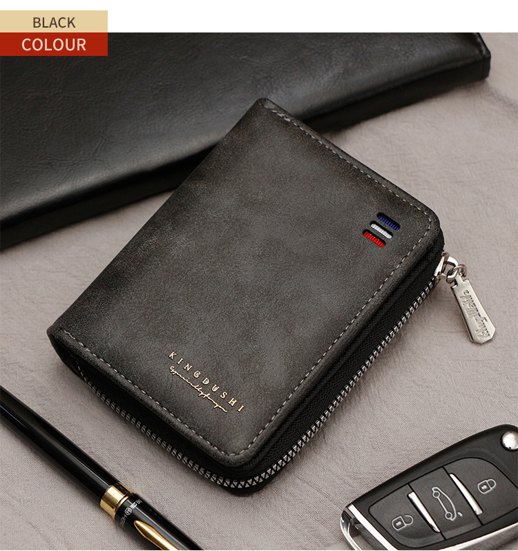 Carteira Vertical Masculina Business Retro Multi-card Zipper Coin Purse
