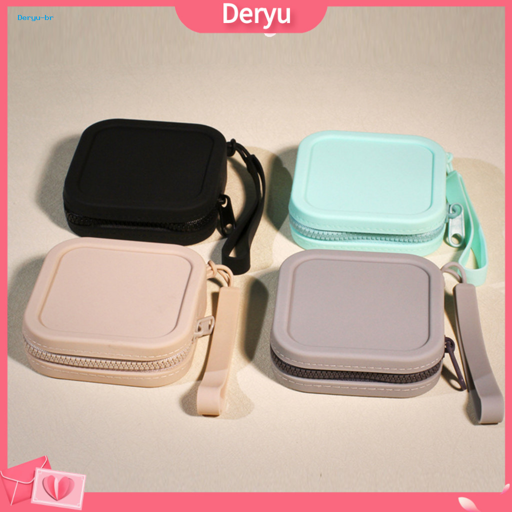 Soft Silicone Key Organizer Small Coin Purse Pouch with Zipper and Wrist Strap – Compact Shockproof Square Storage for
