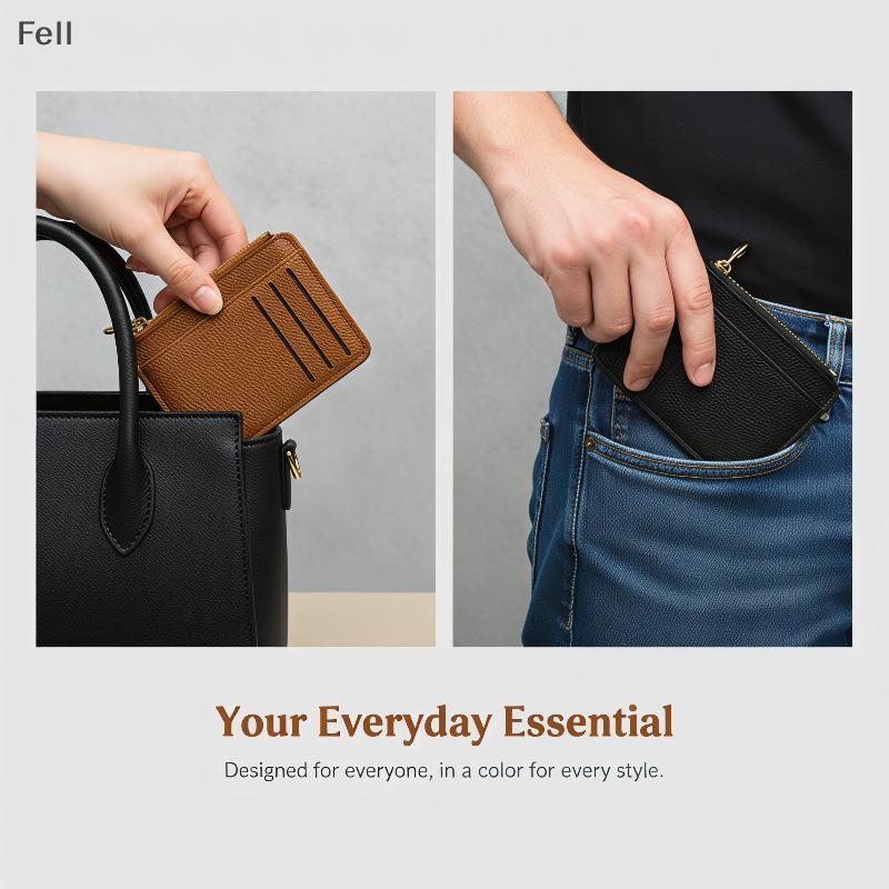 [Fel] Criativo Multi Slot Zipper Card Bolsa Carteira Ultrafina De Grande Capacidade Para Armazenamento Conveniente Em Ca