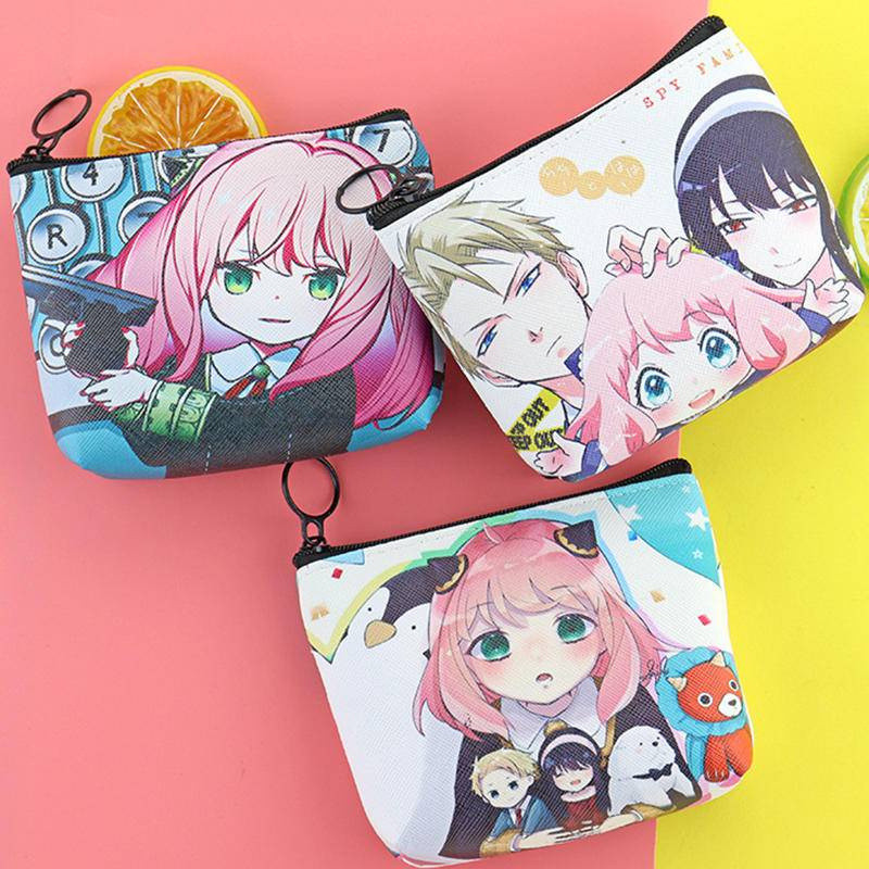 Anime《The Spy Family》Coin Purse Canvas Bag Wallet for Women and Girls, Earphone Coin Key Money Bag with Zipper Cover，Sui