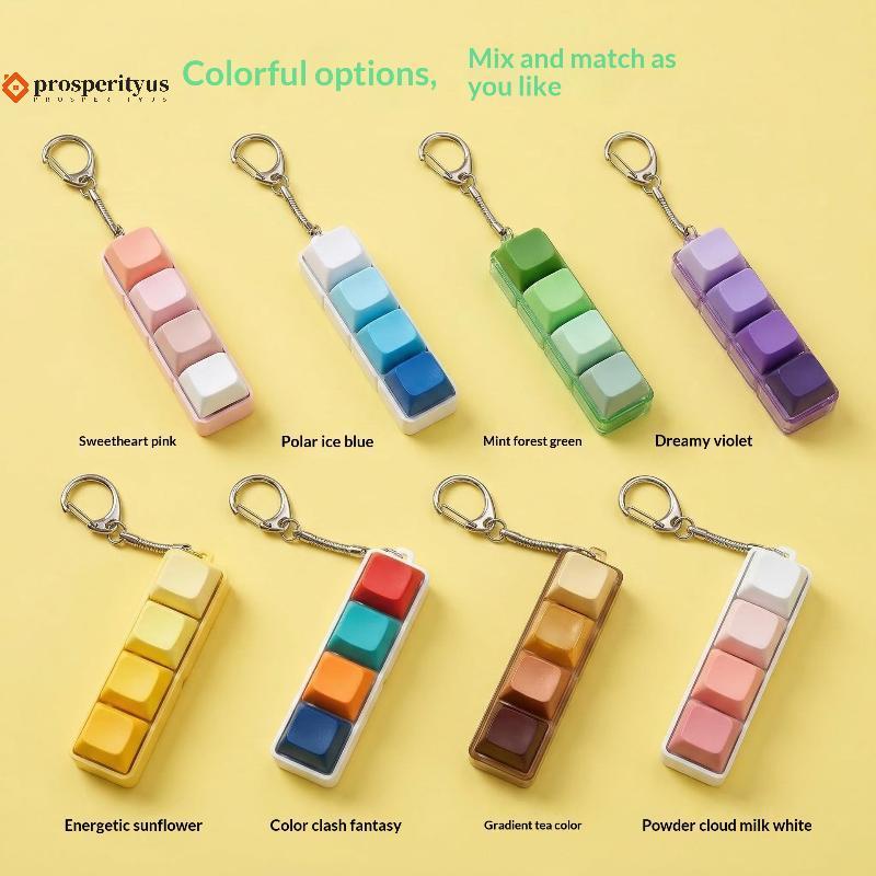 [PPTS] Botão De Dedo De 4 Teclas Mecânico Teclado Keycaps Colorful Chaveiro Fidget Toys Press Keyboard Games Key Toy