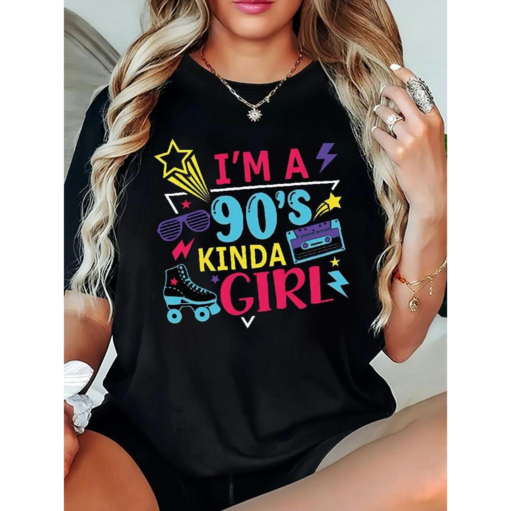 Camiseta Plus Size Feminina Estampa Personagem Cartoon Letter Chic Confortável Estilosa Moderna Casual