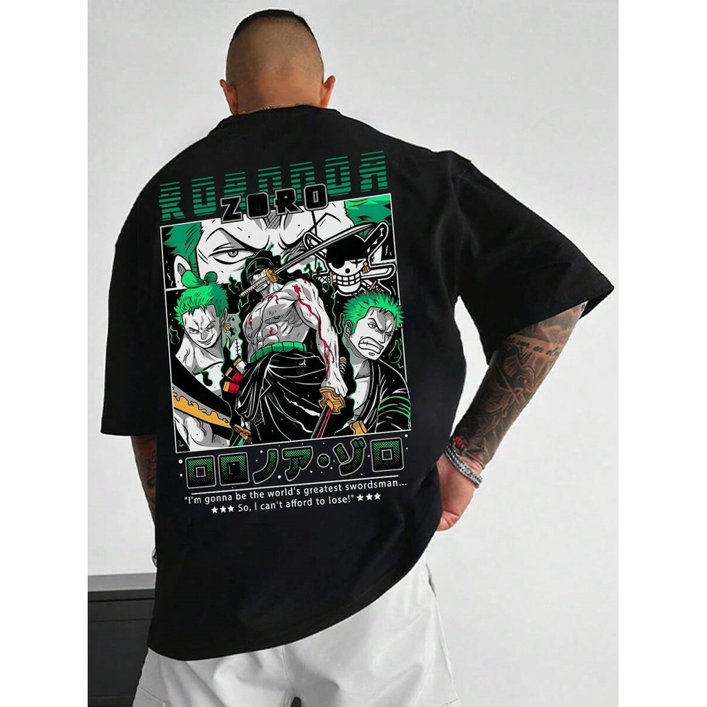 Camiseta Unissex Oversized Plus Size Feminina Masculina de Manga Curta  Estampa Cartoon em Colaboração  One Piece Rorono
