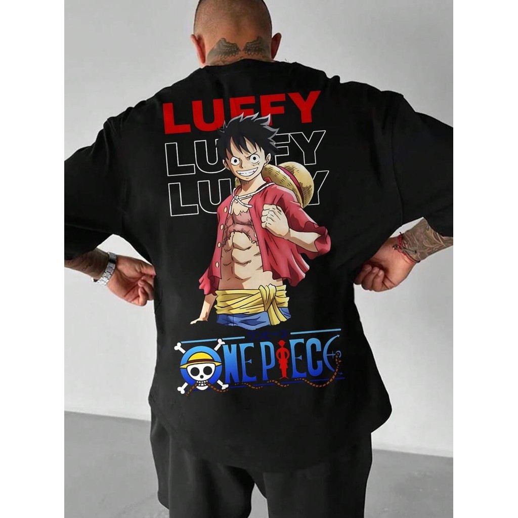 Camiseta Unissex Oversized Plus Size Feminina Masculina ONE PIECE 1 Peça  Manga Curta  Estampa Cartoon,  Casual de Verão