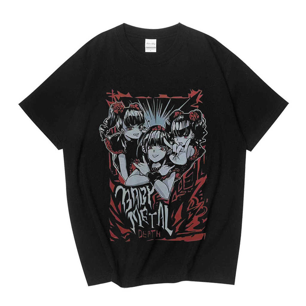 Camiseta Unissex Oversized Plus Size Feminina Masculina Babymetal Metal Vintage Cartoon Festival Estilosa Divertida