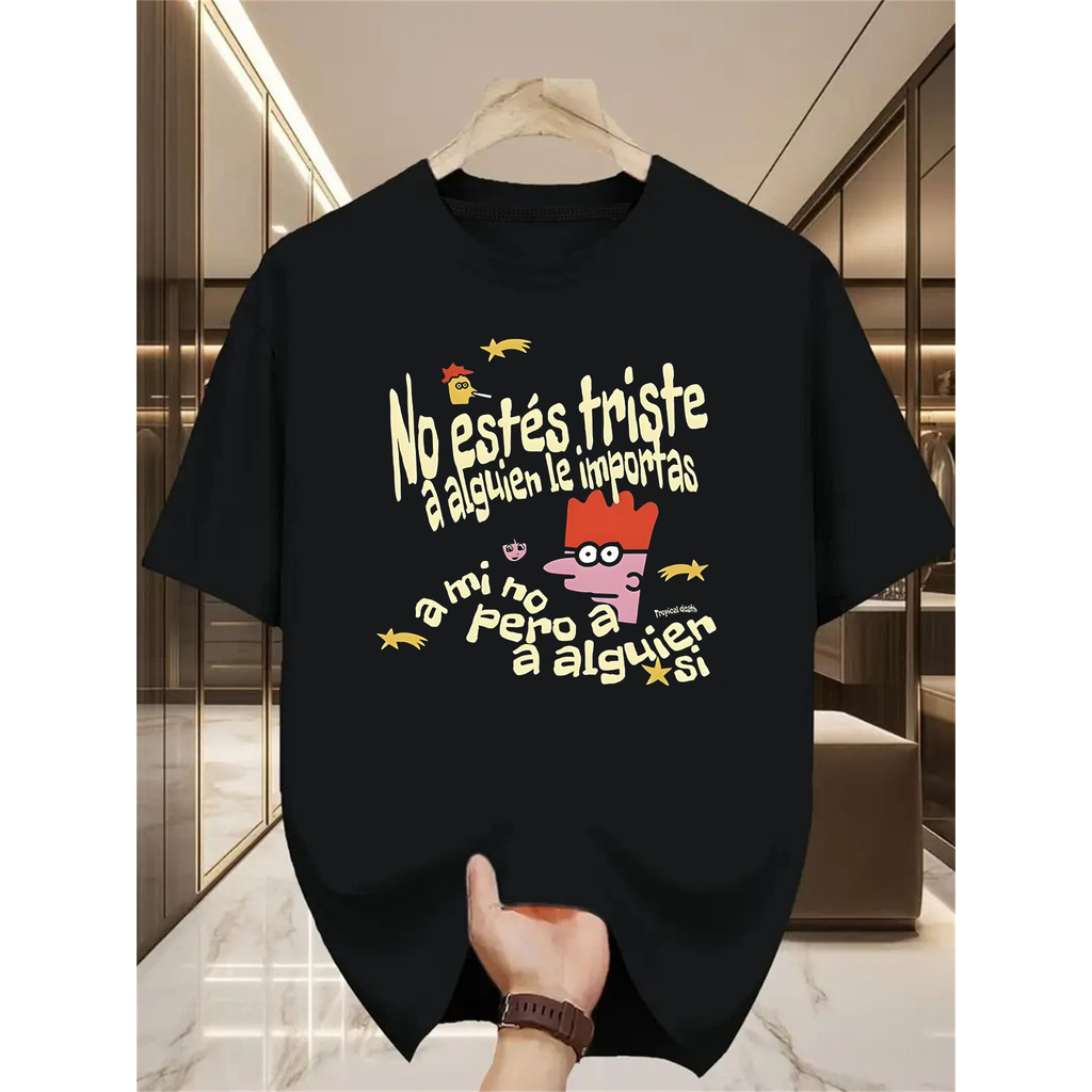 Camiseta Feminina Personagem Cartoon No Estés Triste Estampa Exclusiva Confortável Moderna Divertida Estilosa Casual Ove