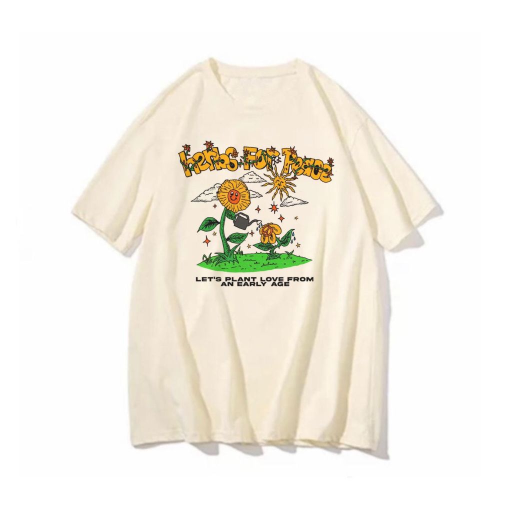 Camiseta cartoon divertida Plantar a paz blusa feminina masculina legal vintage art retro streetwear