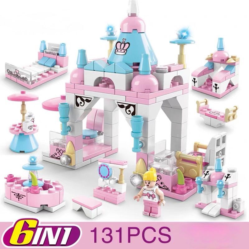 Mini Blocos Castelo Encantado de Princesa 6x1 131 Peças