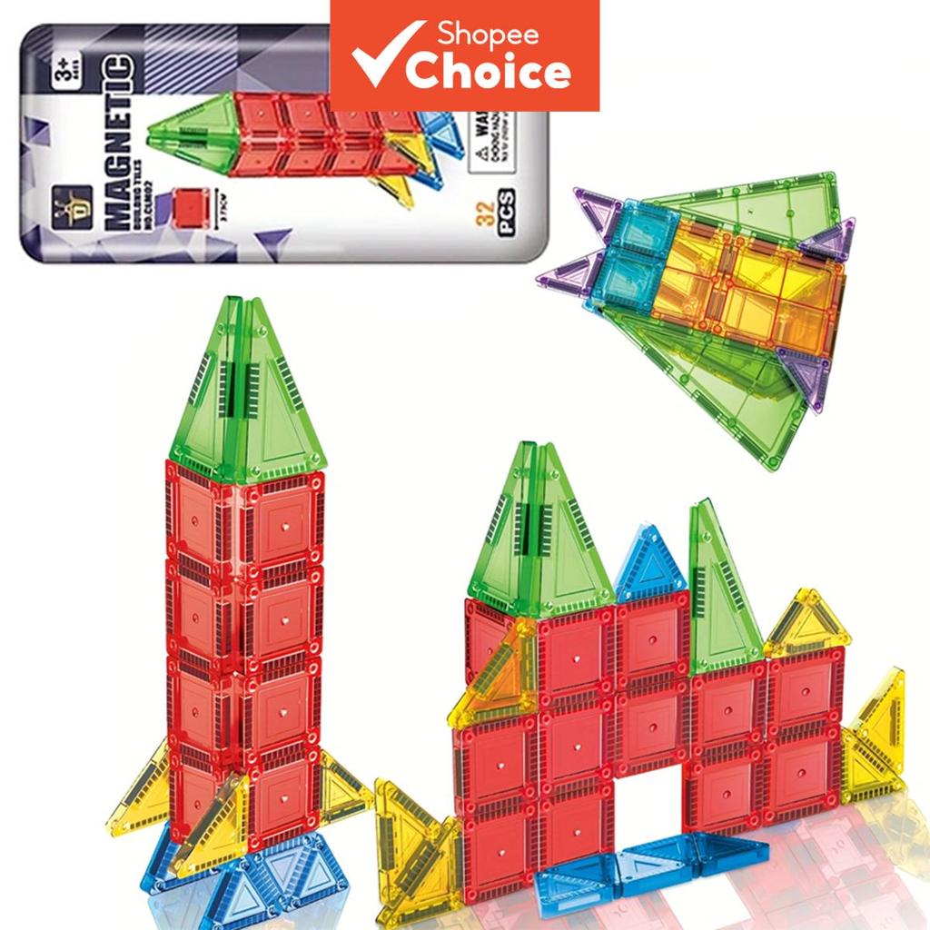 Mini blocos magnéticos, conjunto de viagem em caixa de aço, blocos de montar educativos STEM, brinquedos criativos
