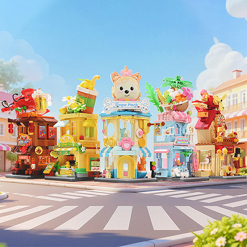 MINISO  Canto da Cidade Temporada 8 Blocos de Montar Vista de Rua, Mini Paisagem Montada para Exibição e Coleção (5