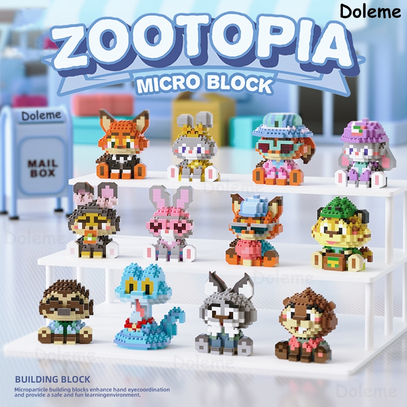 Personagem Mini Blocos Colecionável Modelo Animal 150–200 Peças udy Hopps Nick Wilde