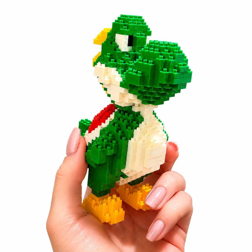 Blocos de Montar Dinossauro Mario 507 Peças Mini Block 3D Yoshi Decorativo 13cm