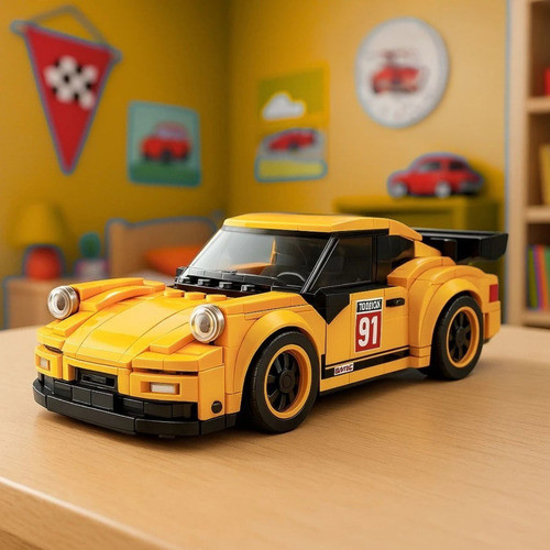 Carro Corrida Esportivos F1 Blocos Montar Colecionável Mini 236 Formula Amarelo Brinquedo Infantil Presente