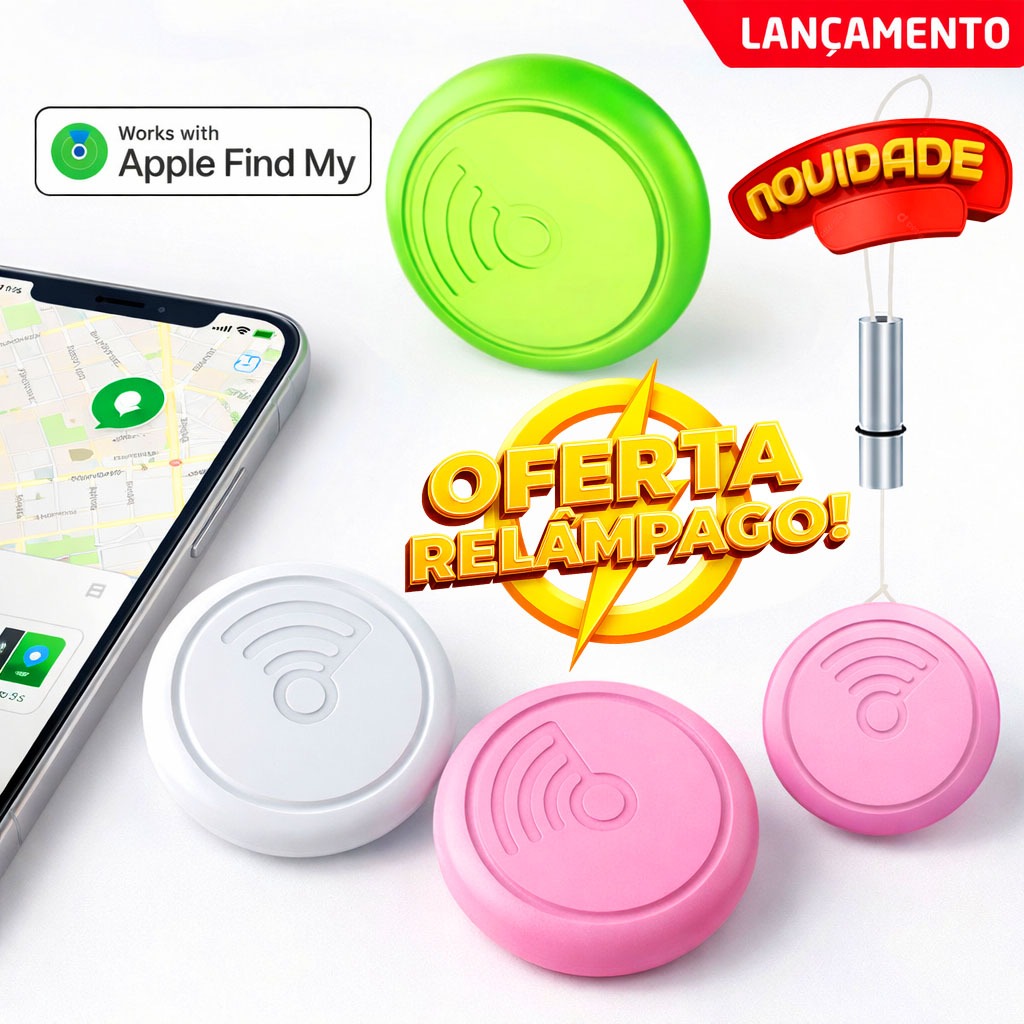 Rastreador GPS Inteligente Tag Mini Anti-Perda Compatível Apple Find My Airtag Chave Carteira Pet