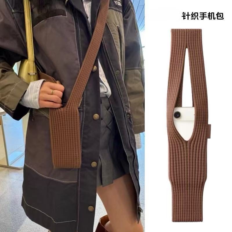 2026 novo produto outono inverno Apple telefone ombro saco do telefone móvel Mini nicho Design de malha saco do telefone