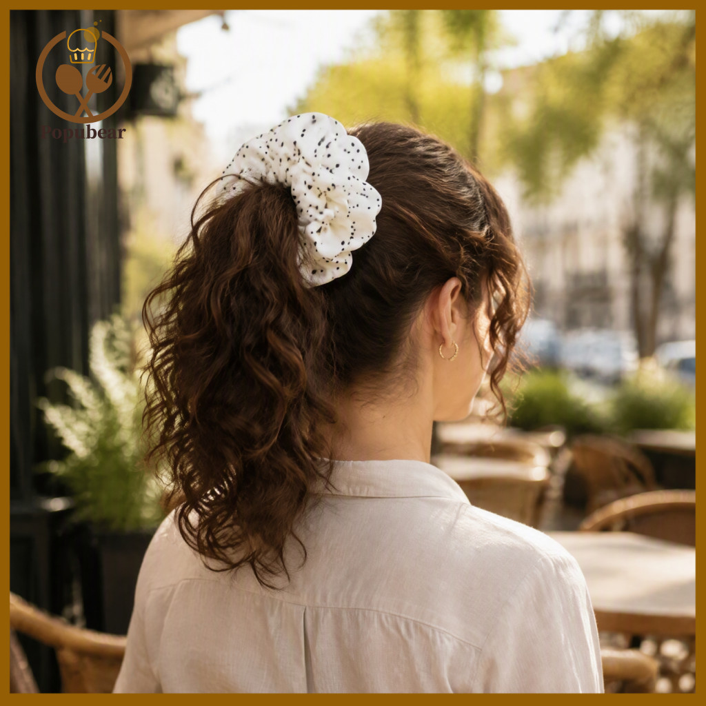 Satin Hair Scrunchies Elegant Decorations Retro Polka Dot Tie for Women Girls – Soft Elastic Korean Style Ponytail Hol