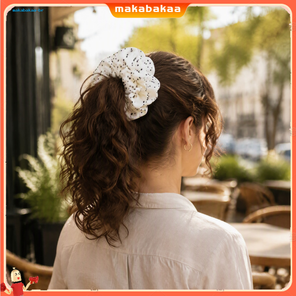 Retro Polka Dot Hair Tie for Women Girls – Soft Elastic Korean Style Scrunchies Elegant Ponytail Holder Fashionable Ac