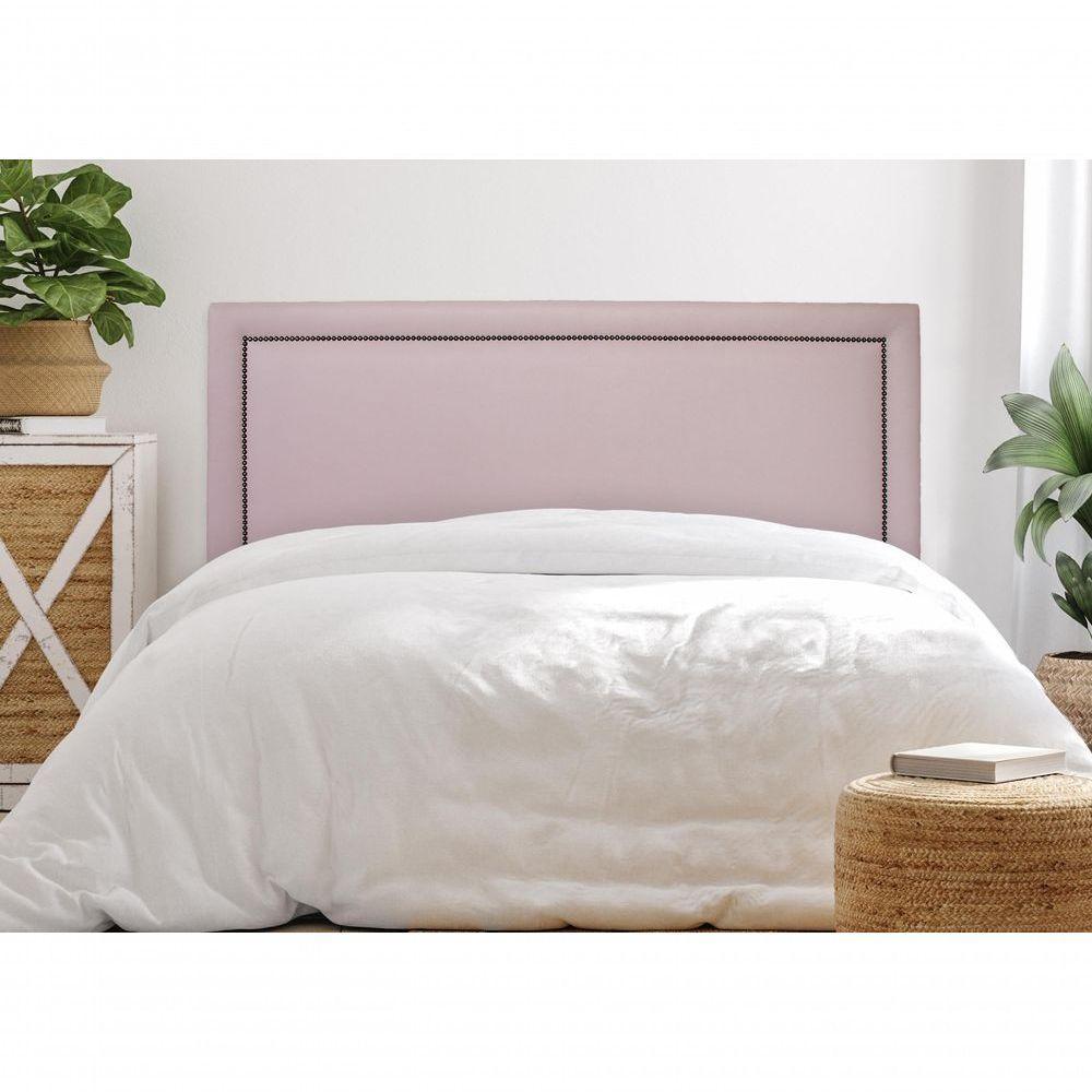 Cabeceira Casal Reta Luxo 140x60 Courino Rosa - Tachas Fumê