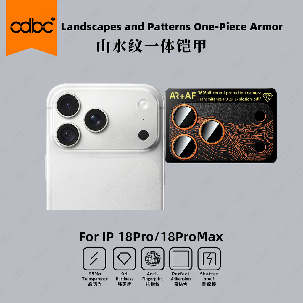 cdbc Para iPhone18Pro/18ProMax/17Pro/17ProMax Filme De Lente Armadura De Uma Peça Com Moldura De Textura De Água De Mont