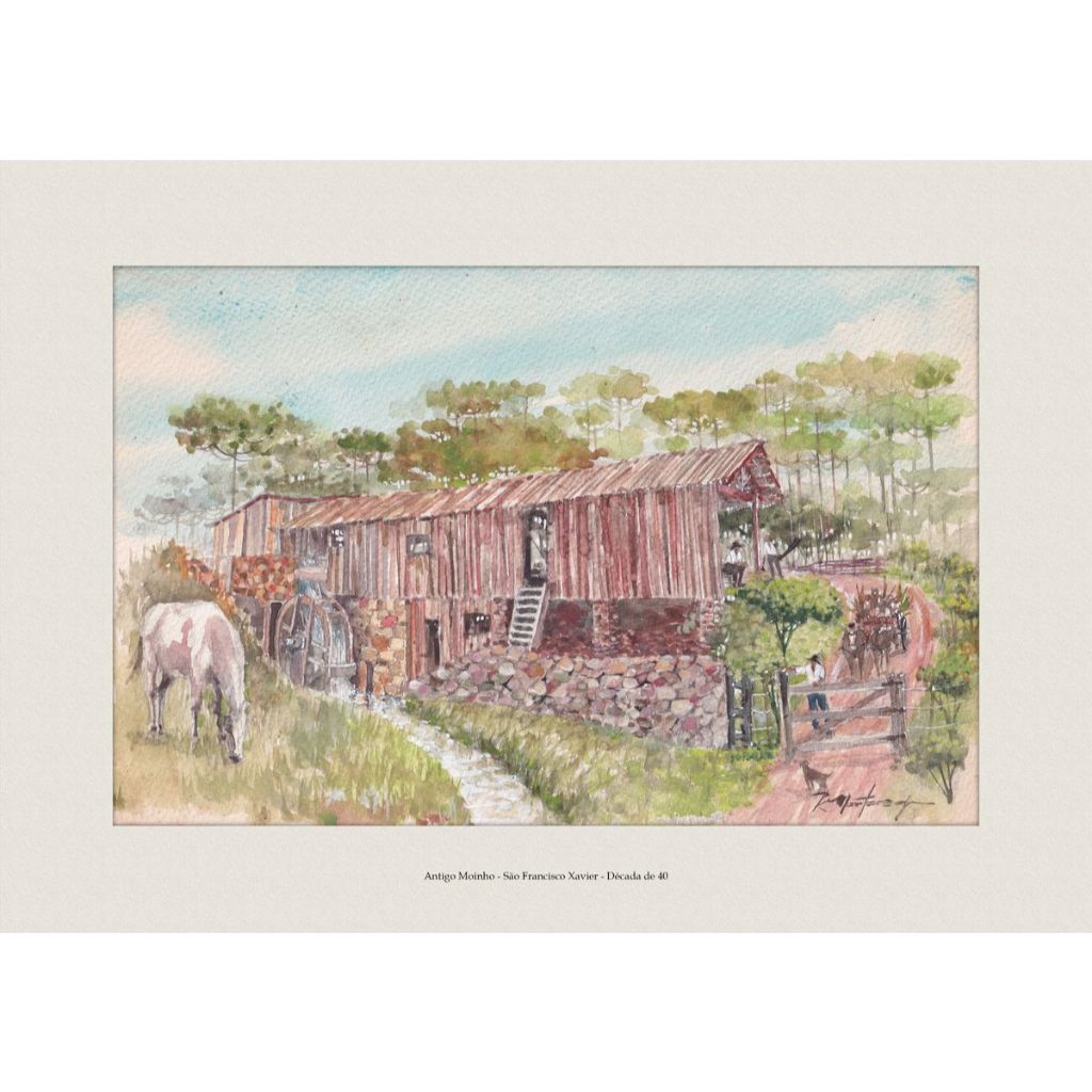 Antigo Moinho - São Francisco Xavier - Década de 40 | Quadro Decorativo | Decoração Elegante | A4