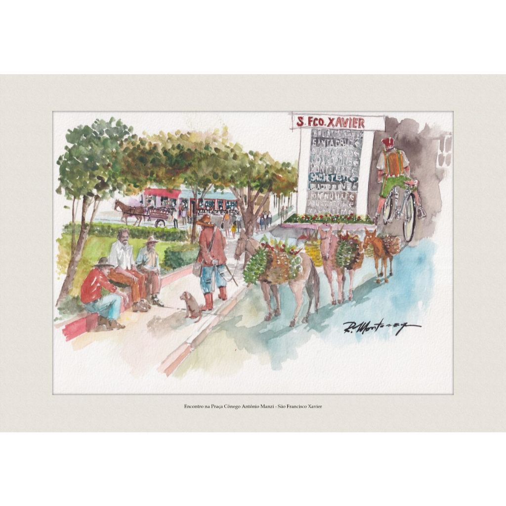 Encontro na Praça Cônego Antônio Manzi - São Francisco Xavier | Quadro Decorativo | A4