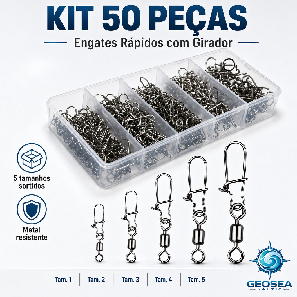 Kit C/50 Snap Destorcedor Com Girador Engate Rápido + Caixa