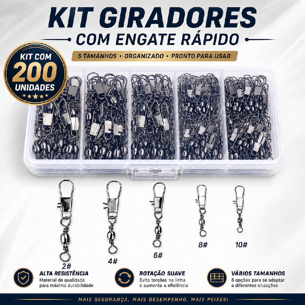 Kit C/200 Snap Destorcedor Girador Engate Rápido 4/6/8/10/12