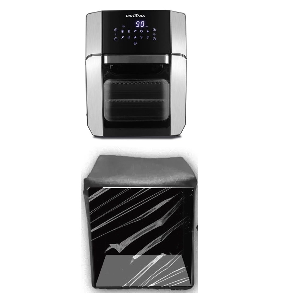 Capa para Air Fry Britânia Oven BRF2100P Preta com Frente Transparente