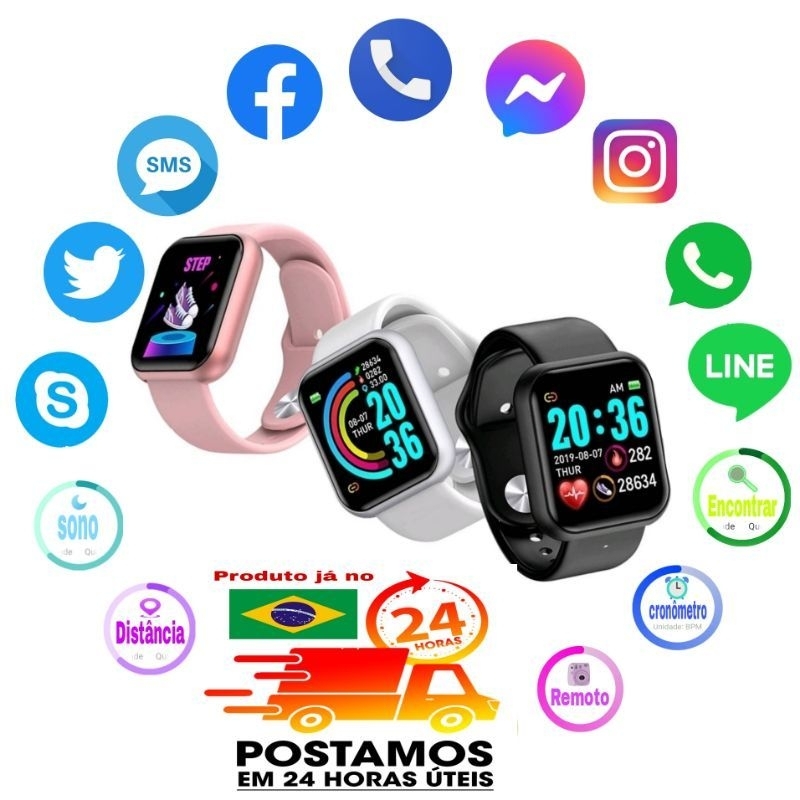 SmartWatch y68/ d20 relógio inteligente Bluetooth, coloca foto, app fit pro