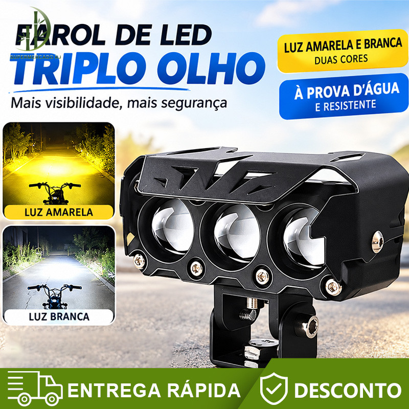 Par Farol Milha Moto Auxiliares Led Dual Color Luz Auto/Low Beam Fog Lâmpada 18000 Lumes