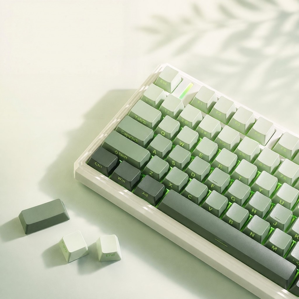 134 Teclas Verde Árvore Lado Impresso Brilho Através De Tiro Duplo PBT Keycaps Perfil OEM Para Teclados De Jogos