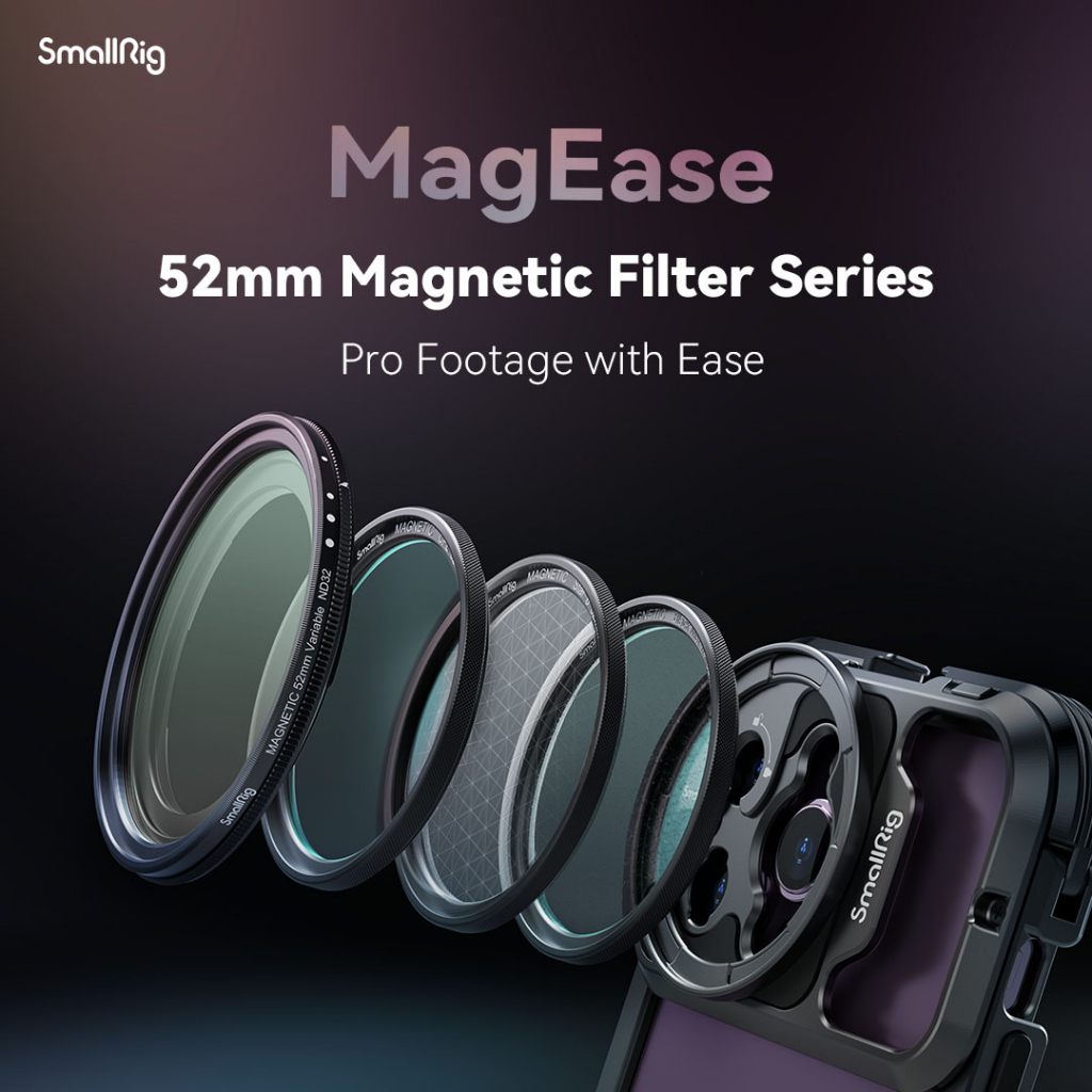 SmallRig Attachable VND , CPL , 1/4 Efeito Névoa Preta , Star-Cross , Kit De Filtro 2 Em 1 52mm Suporte De Anel Telefônico Para Magsafe # 4215 4216 4217 4218 4219 3840 3845 3839
