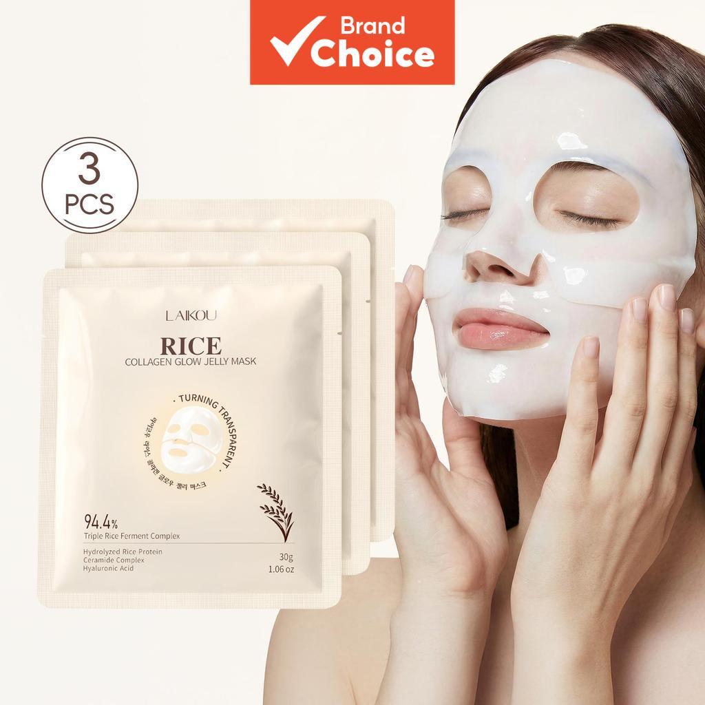 LAIKOU Arroz Colágeno Glow Jelly Máscara Facial 94.4 % Complexo Triplo De Fermento De Hidrata Firme Gel Transparente Pro