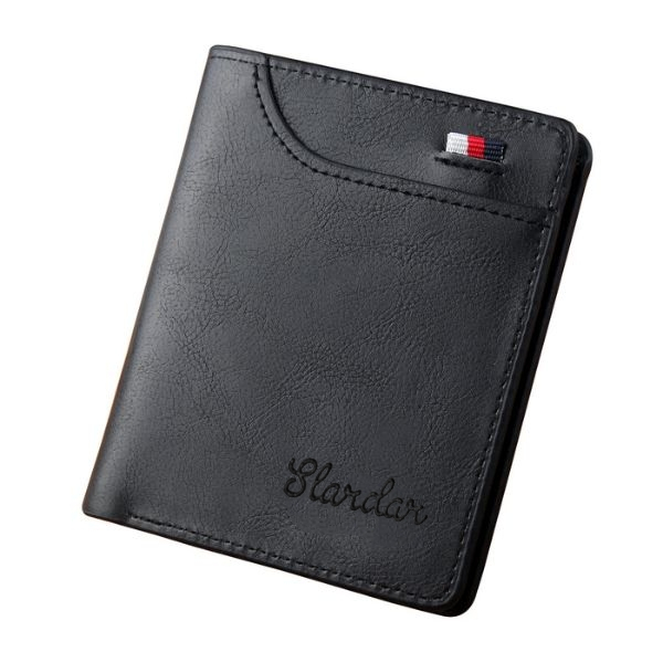 Masculina Ultra Fina Vertical Pequena Porta Cartão Anti-desmagnetização Carteira Preto