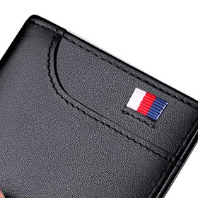 Masculina Ultra Fina Vertical Pequena Porta Cartão Anti-desmagnetização Carteira Preto