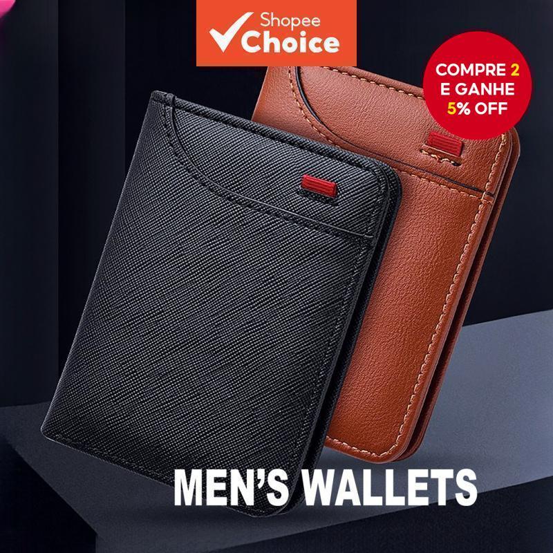 Carteira Slim Bifold Masculina - Janela Vertical para ID e Porta Cartões Múltiplos Compacto