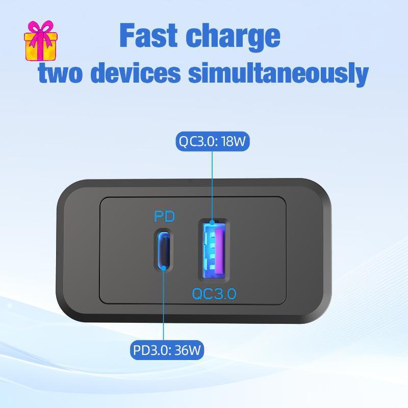 [INTH] QC3.0 18W 36W PD USB C Painel De Tomada De Parede 1/2 Pa Mini Porta De Carregamento Rápido Para Uso Diário Em Car